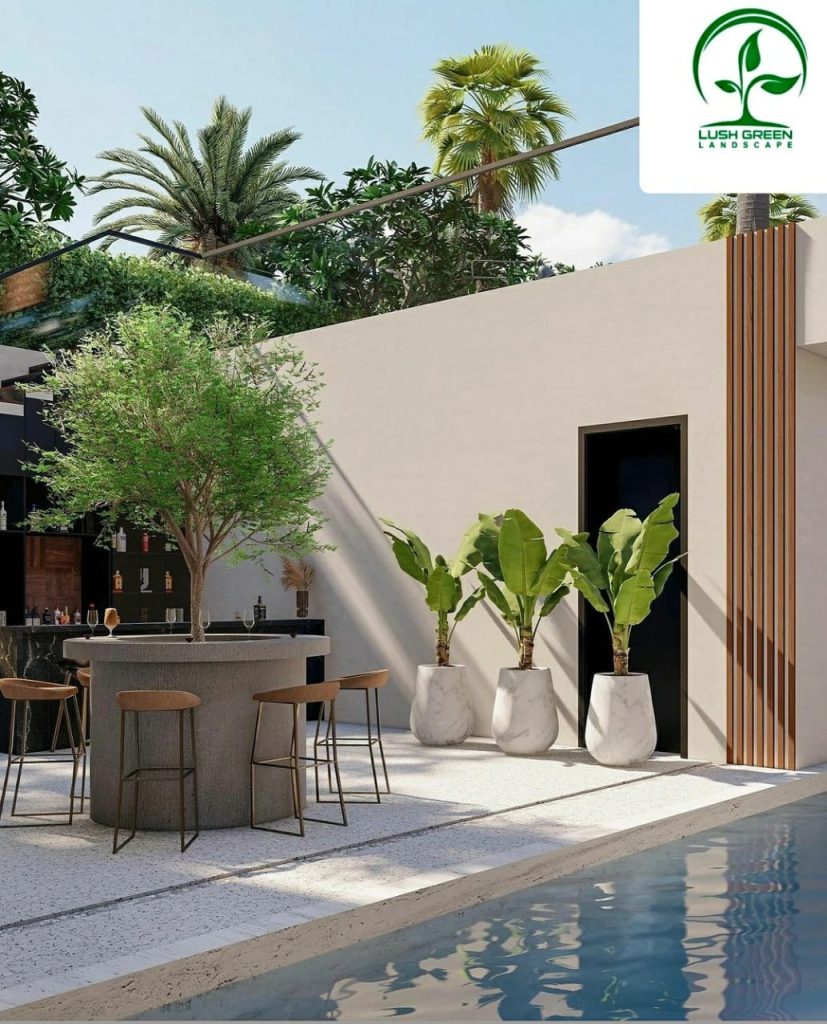 Poolside outdoor dining