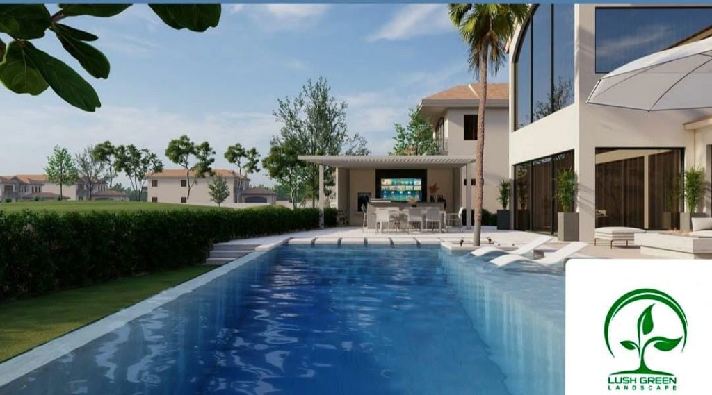 Swimming pool & lawn