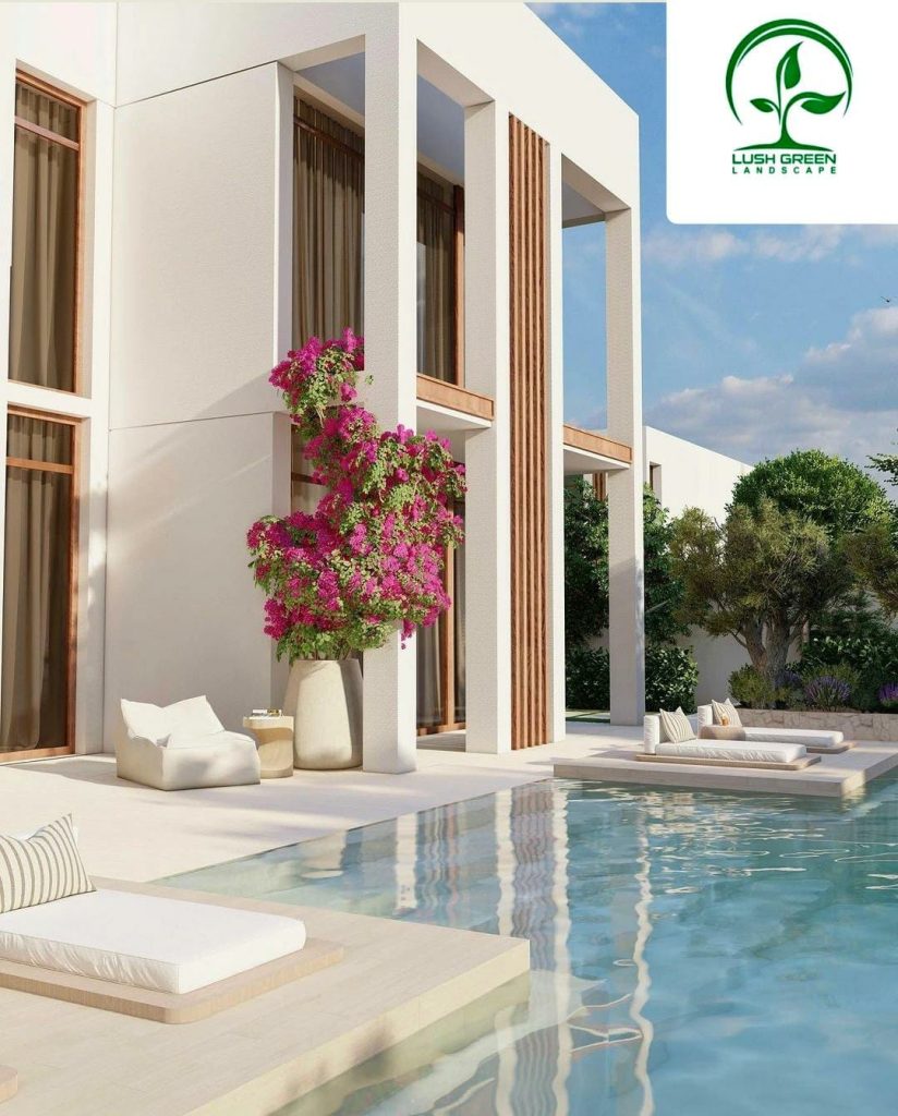 Pool & flowering climber